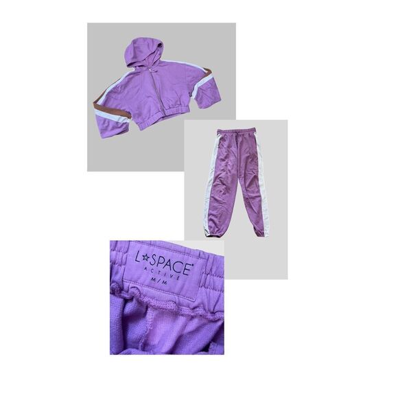 New L*Space Orange Pink & White Matching Top & Sweat Pants Women’s size Medium - Picture 2 of 12